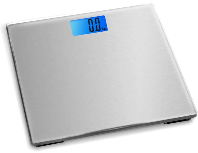 Electronic Digital Backlit Glass Body Bathroom Scale 180KG scales Gym Weight silver