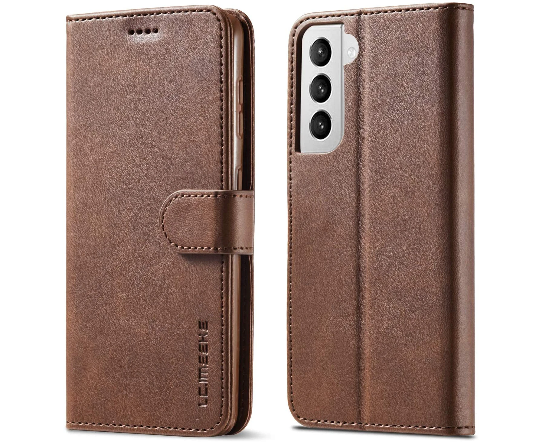 For Samsung Galaxy S21 5G Premium Leather Wallet Flip Case Cover - Classic Coffee