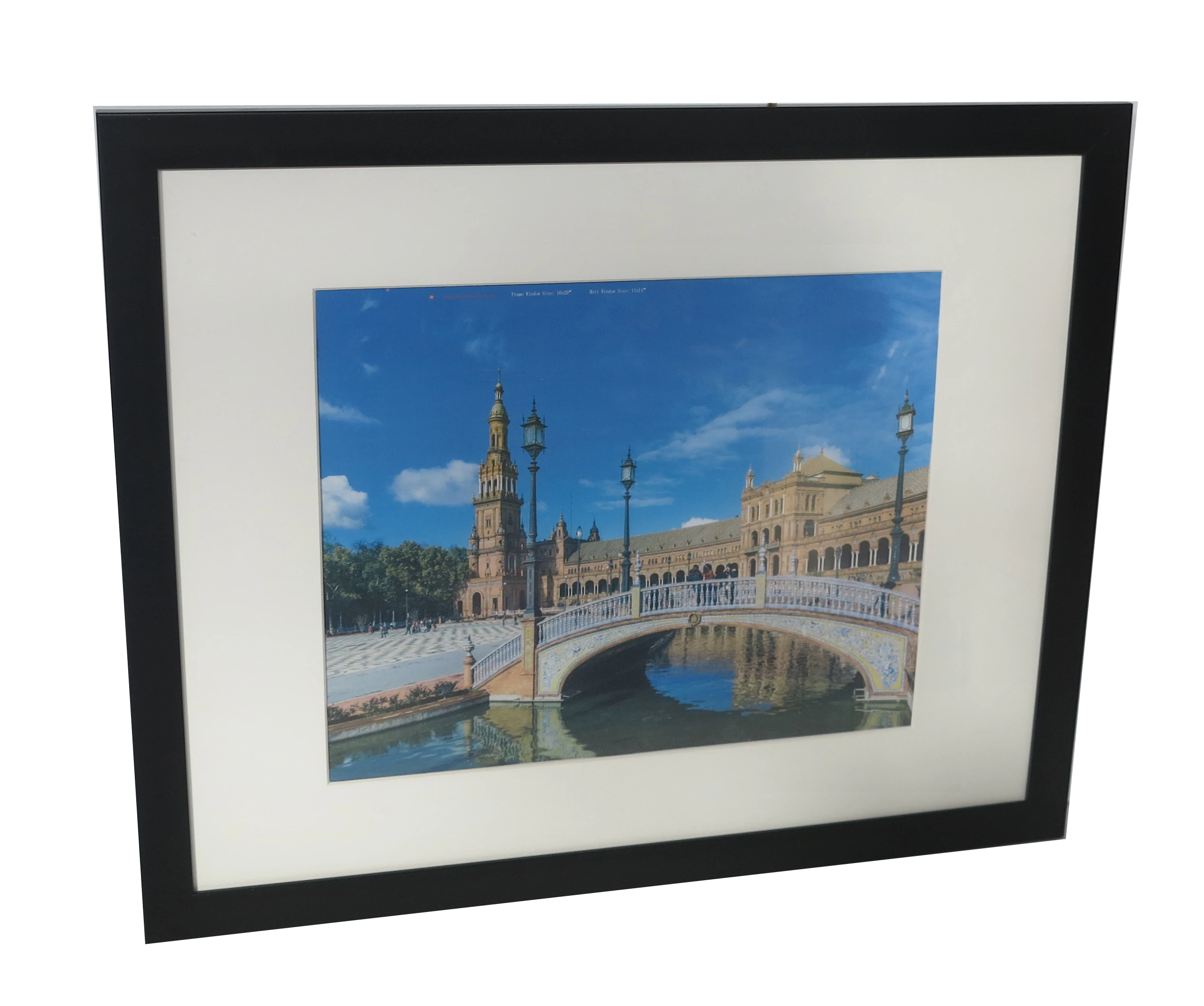 For 10x15" Photo -Picture Frame Black With Mat Border