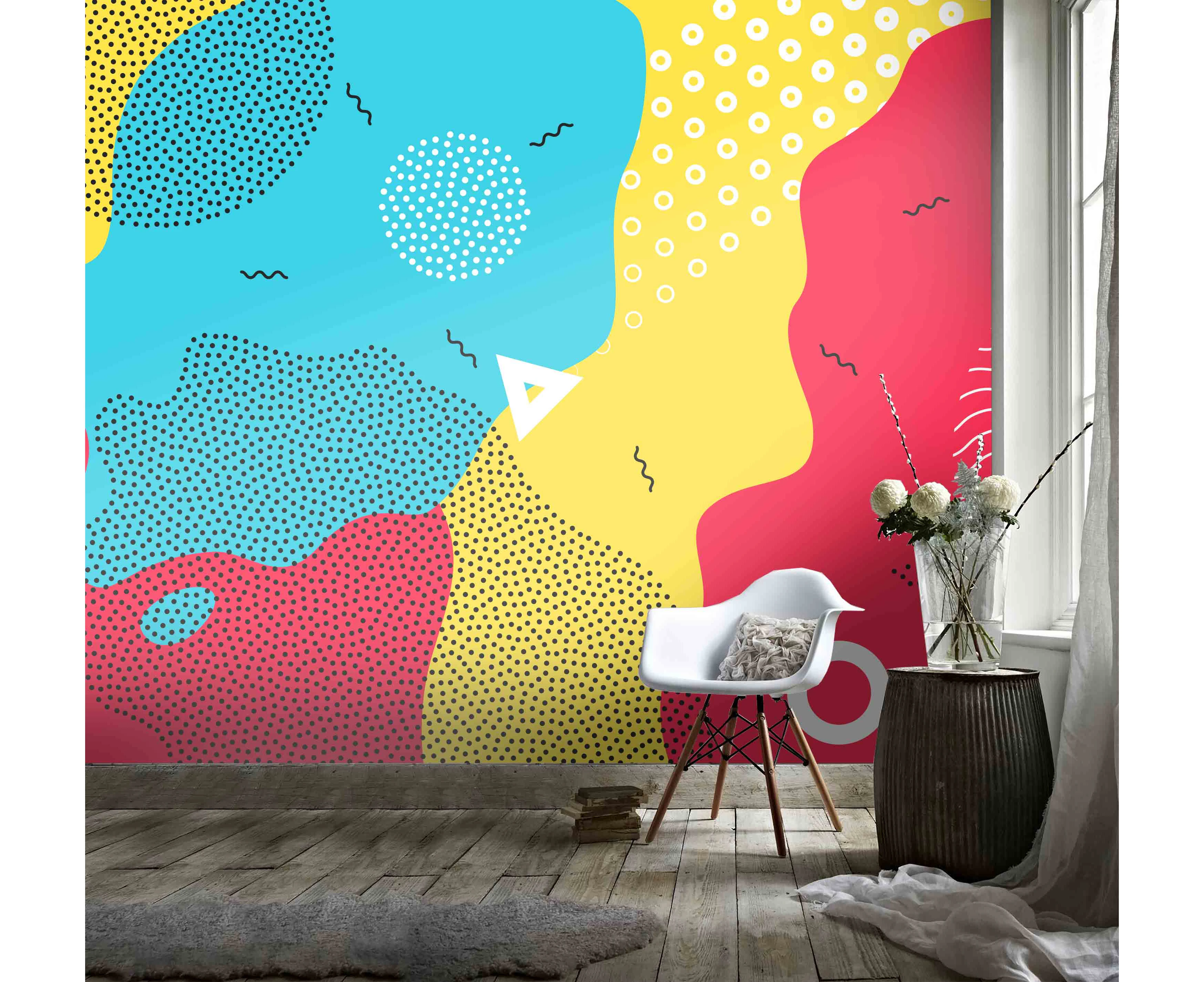 Jess Art Decoration 3D Abstract Color Geometric Pattern Wall Mural Wallpaper 31