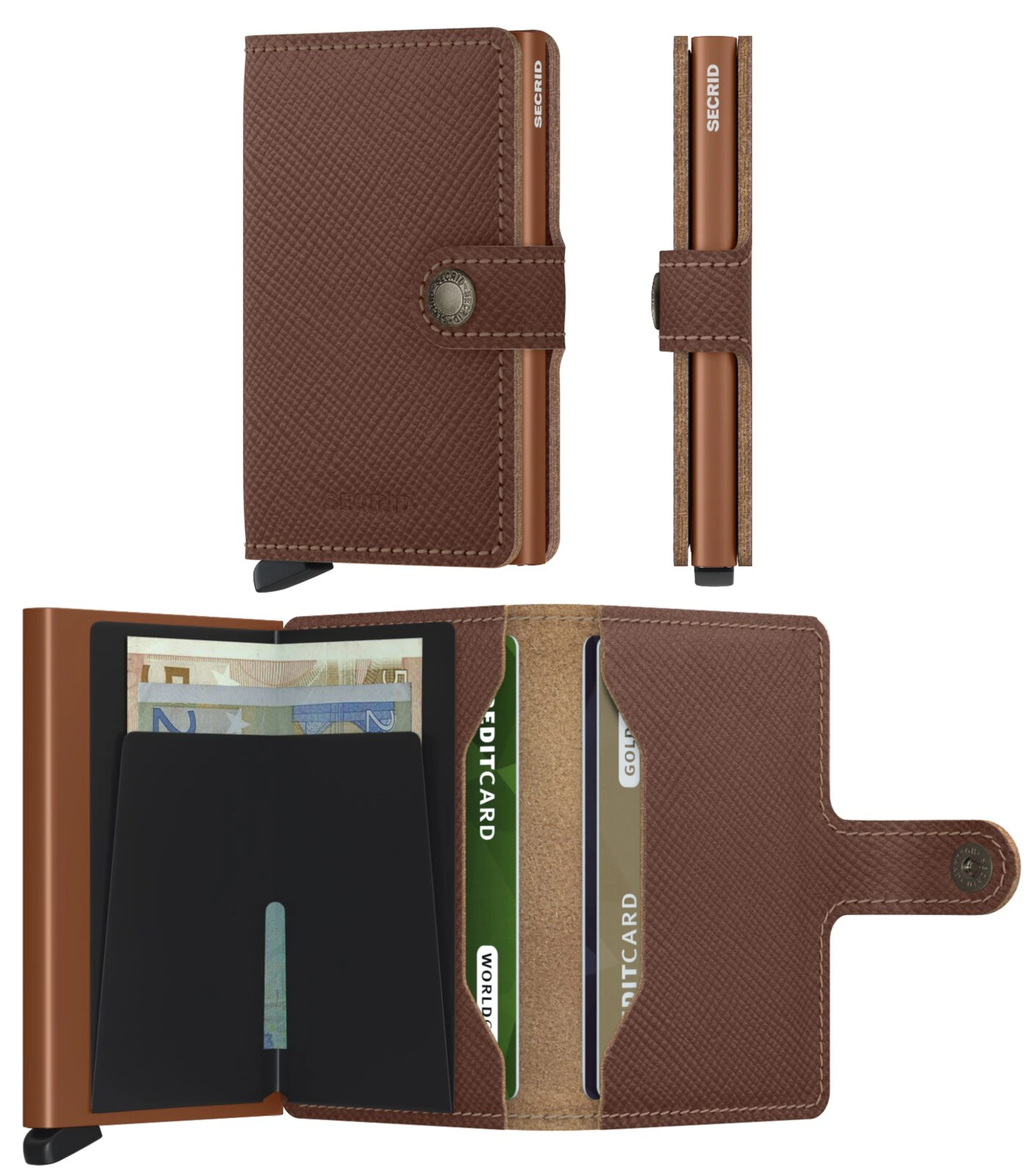 Secrid Miniwallet Compact Wallet - Saffiano Caramel