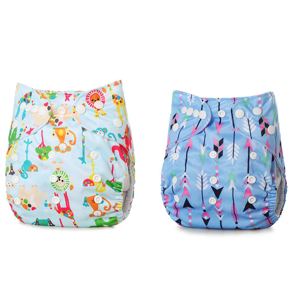 2Pcs Baby Reusable Washable Modern Cloth Nappies -Style 3