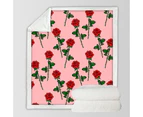 Roses Pattern over Pink Throw Blanket