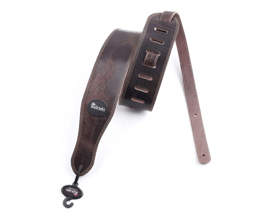 BlackSmith Deluxe Veg Tanned Pull Up Leather Stitched Strap - Brown