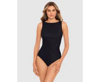 Miraclesuit Swim Women's Rock Solid Regatta High Neck Tummy Control Swimsuit in Black