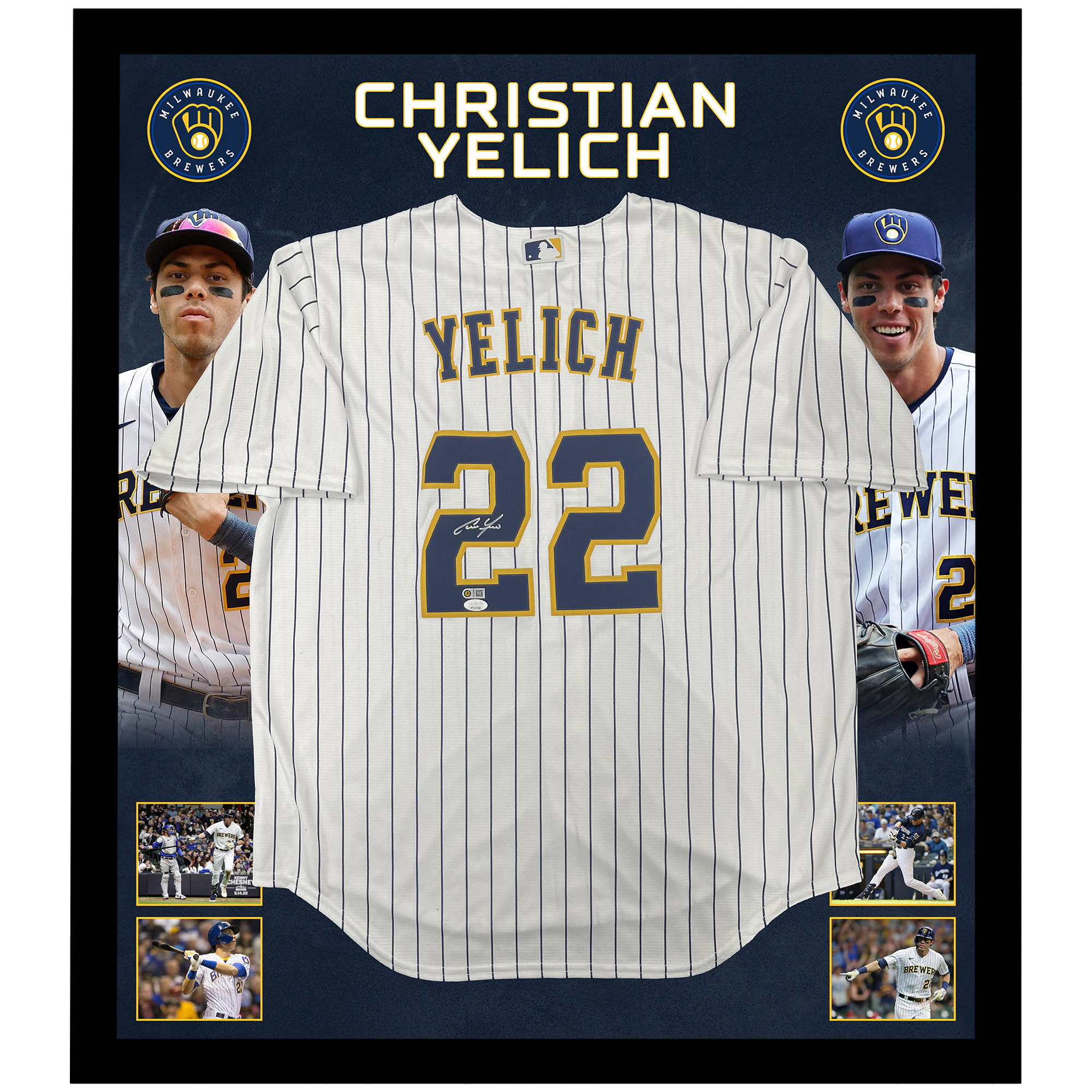 Baseball - Christian Yelich Signed & Framed Milwaukee Brewers Baseball Jersey (JSA & Yelich COA)