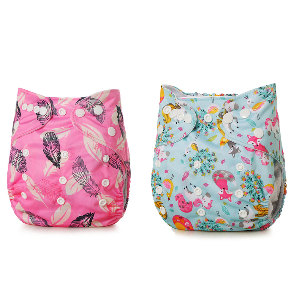 2Pcs Baby Reusable Washable Modern Cloth Nappies -Style 2