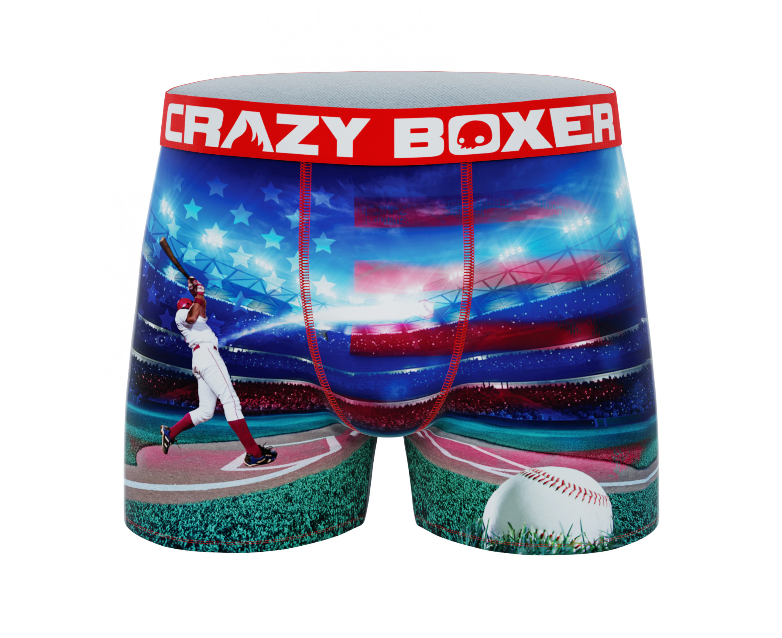 Crazy Boxer Baseball Home Run Shot Scene Men's Boxer Briefs