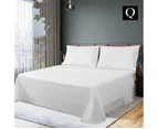 JustLINEN 300 TC Queen Size Bedding Soft Bed Sheet Set - White