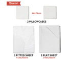 JustLINEN 300 TC Queen Size Bedding Soft Bed Sheet Set - White