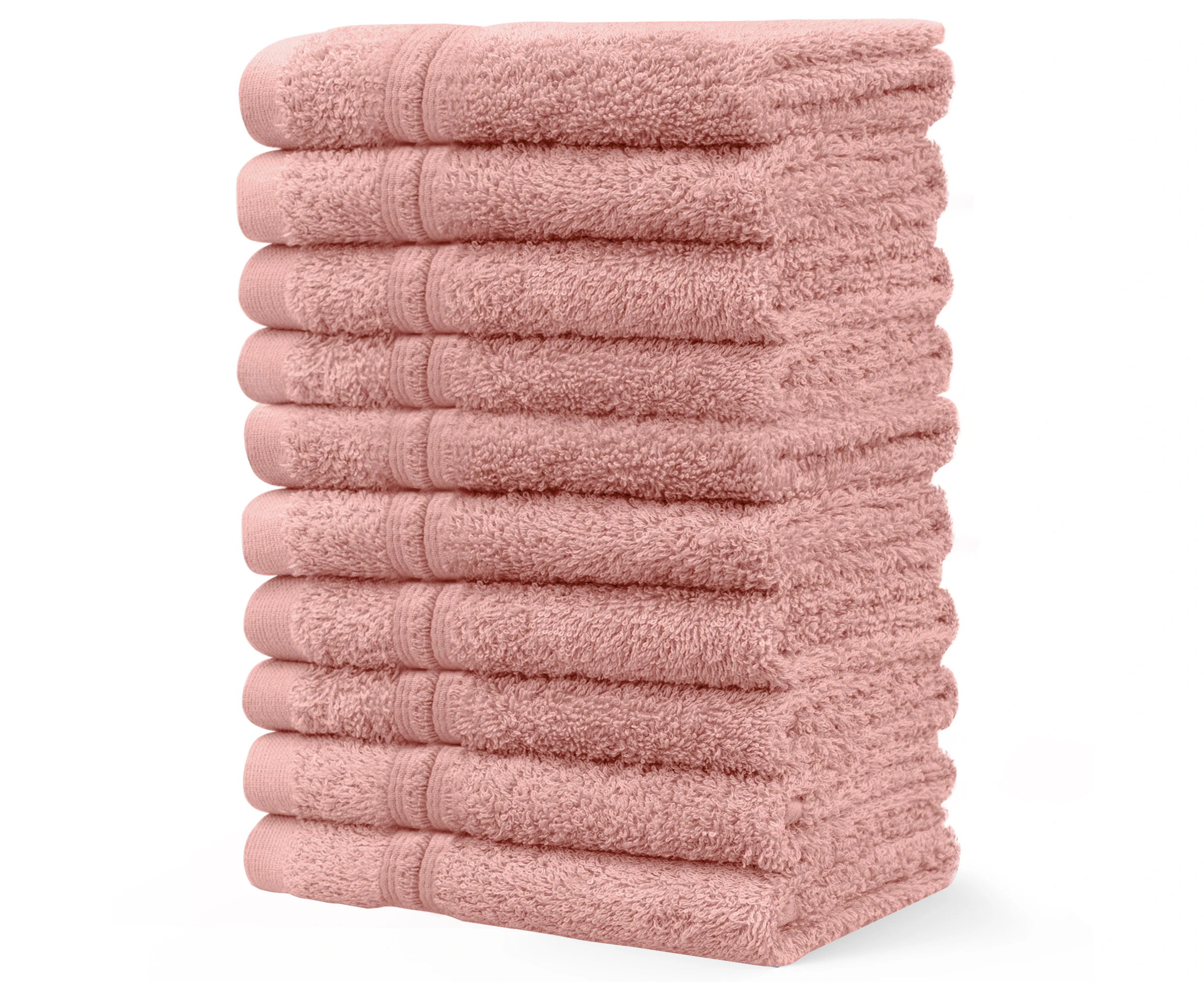 JustLINEN 500GSM 10Pieces Face Washers Towels 30x30cm Set-Coral