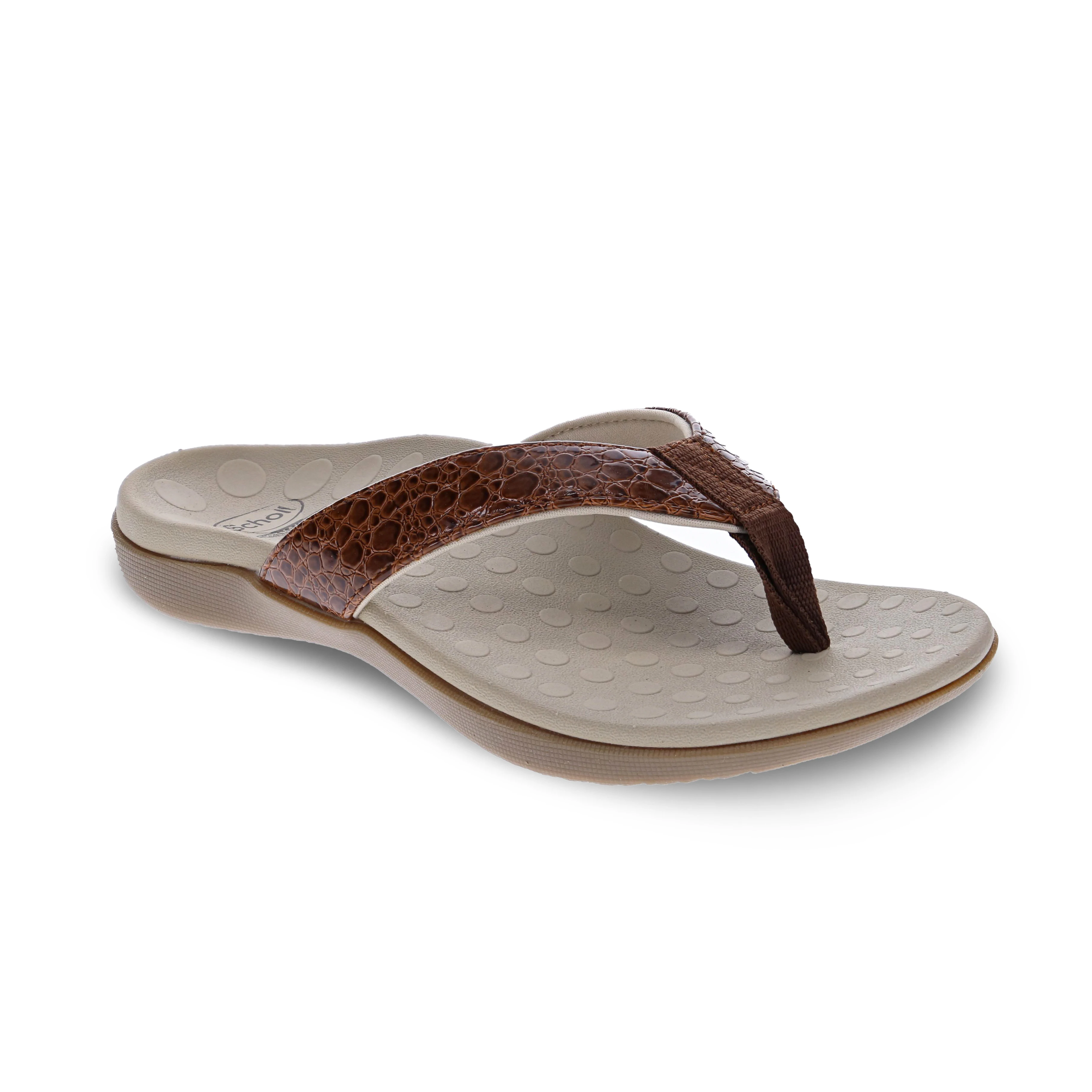 Scholl Women Sonoma Reptile Toe Post Sandal - Brown Reptile