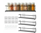 4PCS SET  Kitchen Spice Rack Shelves Wall Mount Kitchen Door Jar Storage Organizer