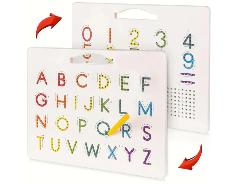 2 in 1 Double Sided Magnetic Drawing Board Alphabet Letter Tracing Board for 3+ Years Old Kid Model 1