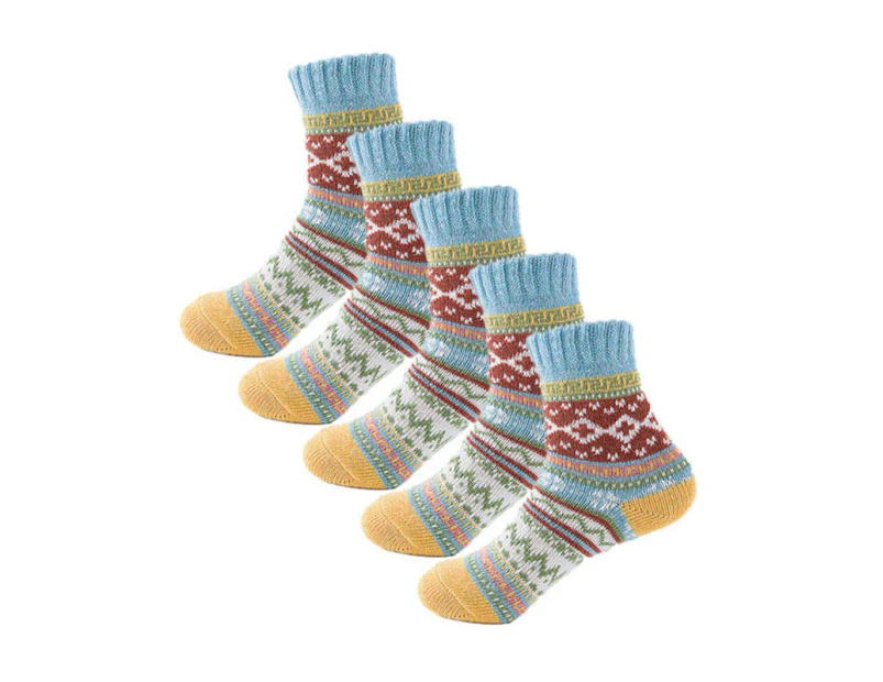 Strapsco 5 Pairs Women Winter Socks Warm Soft Wool Socks 5 Pairs-Blue