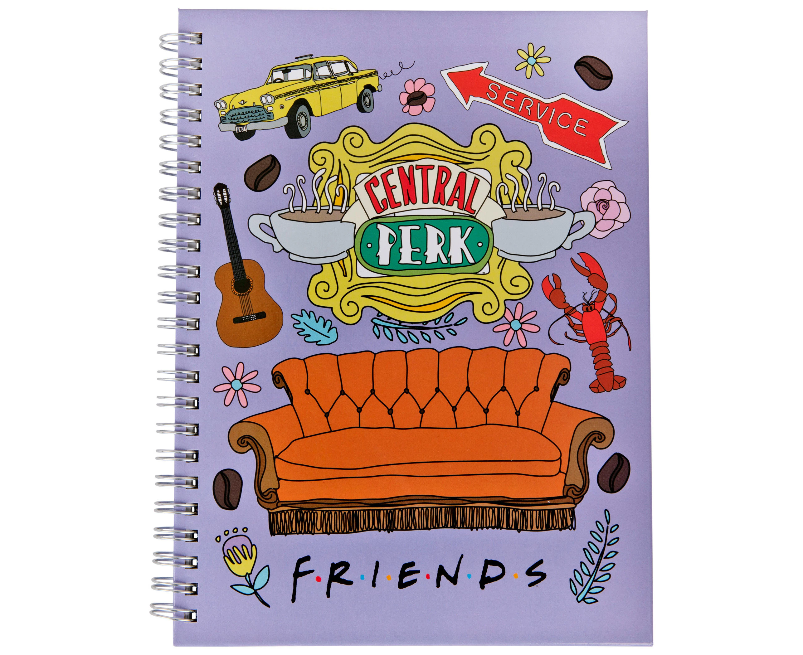 Friends TV Show Doodle Icons 6" x 8" Inch Hard Cover Spiral Journal