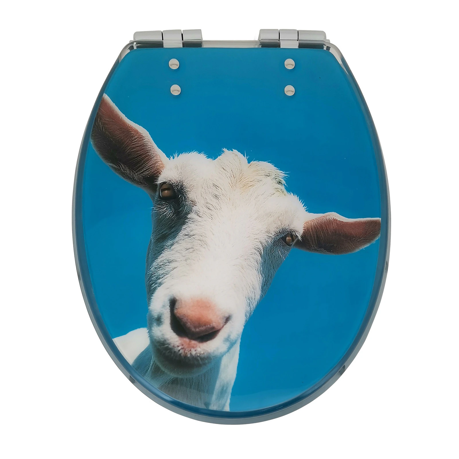 Goat Blue Background Animal Soft Close Toilet Seat