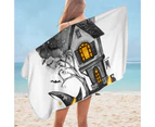 Halloweens Haunted House Microfiber Beach Towel