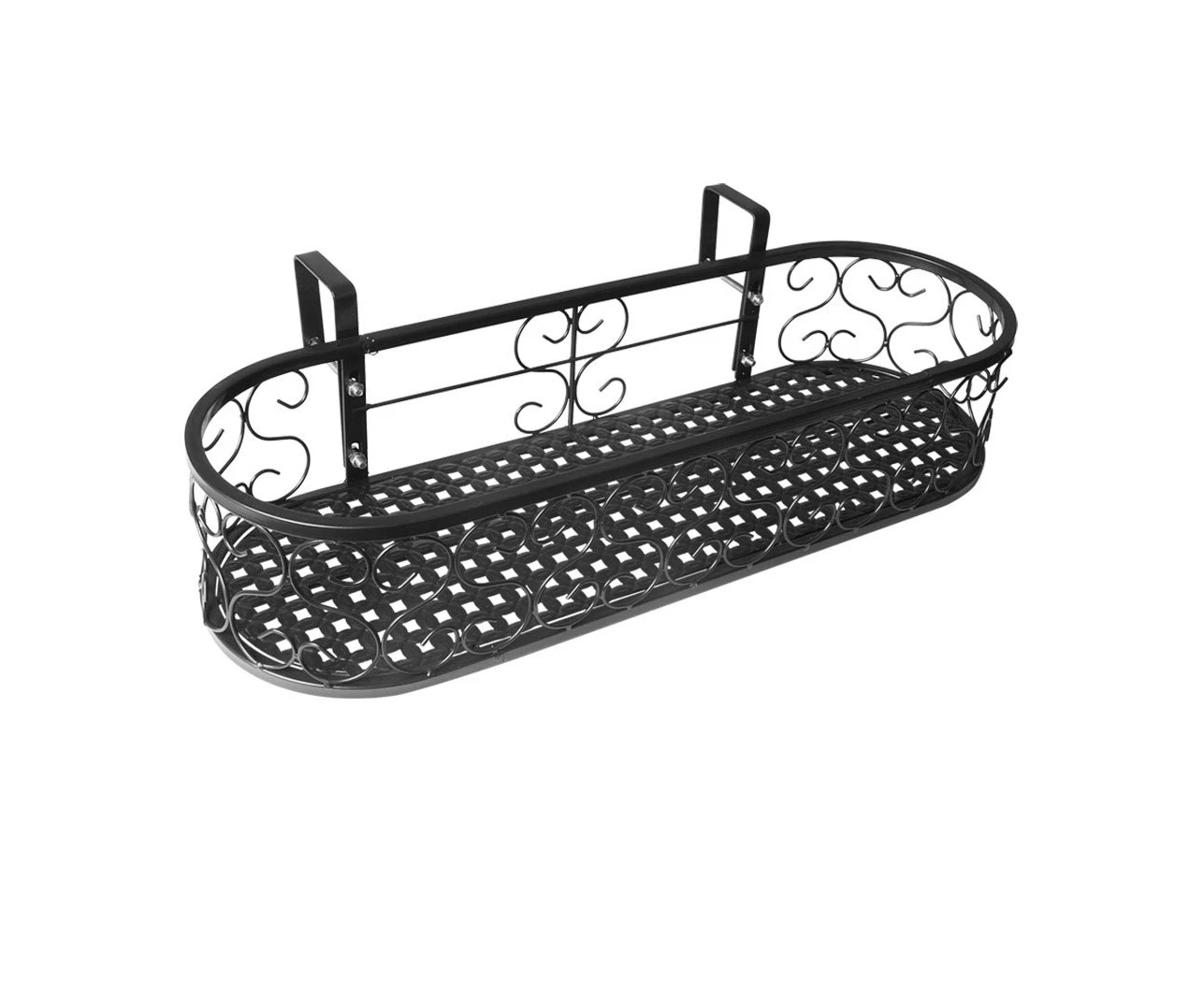 Plant Holder Plant Stand Hanging Flower Pot Basket Garden Wall Rack Shelf Oval Black