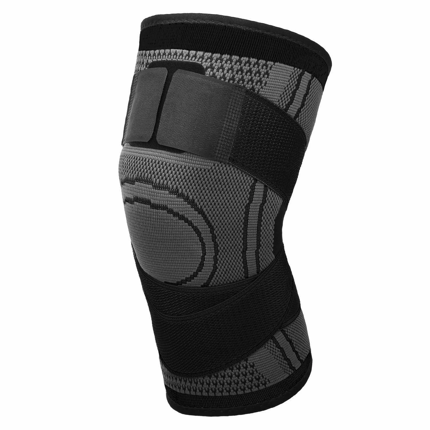 3D Nylon Weaving Knee Brace Support - Black + Black M