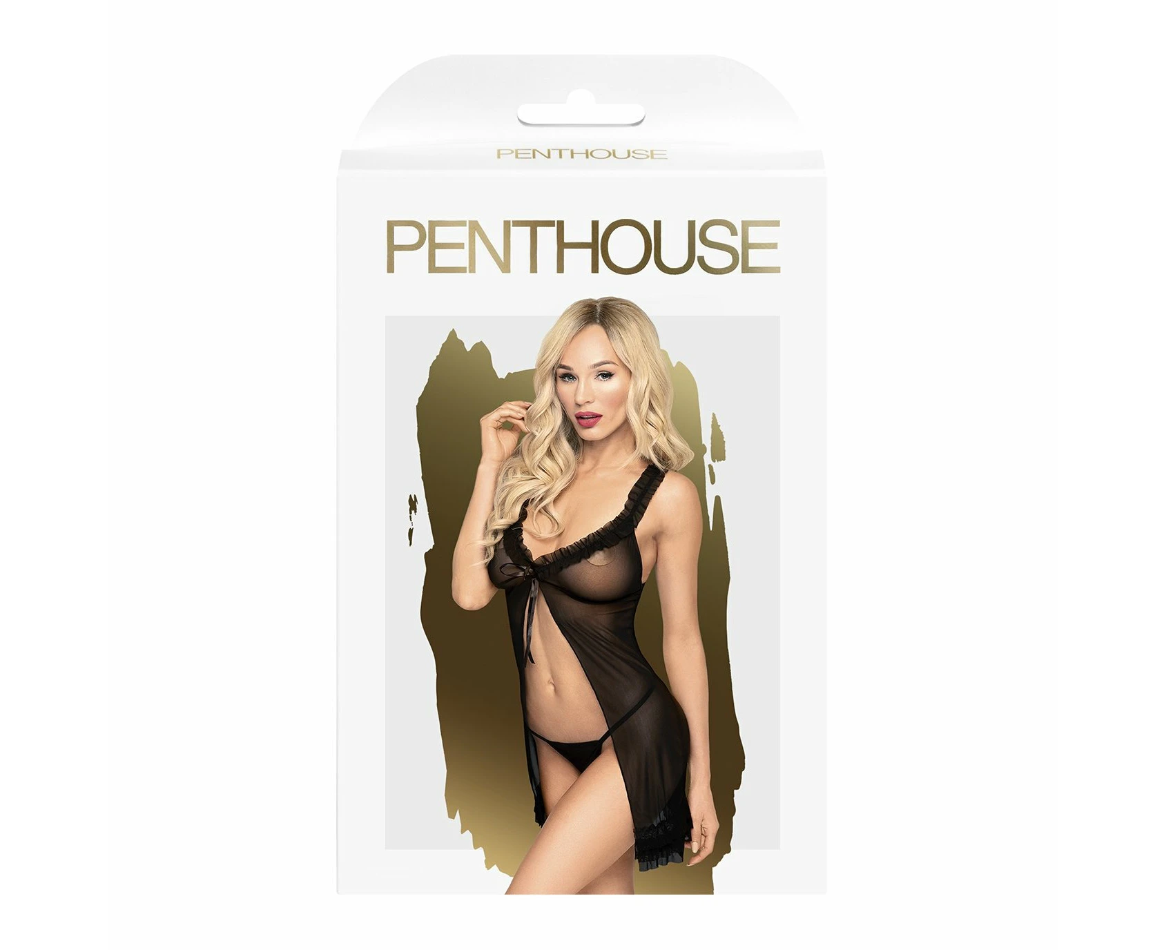 Penthouse After Sunset - Black Ruffle Babydoll - L/xl