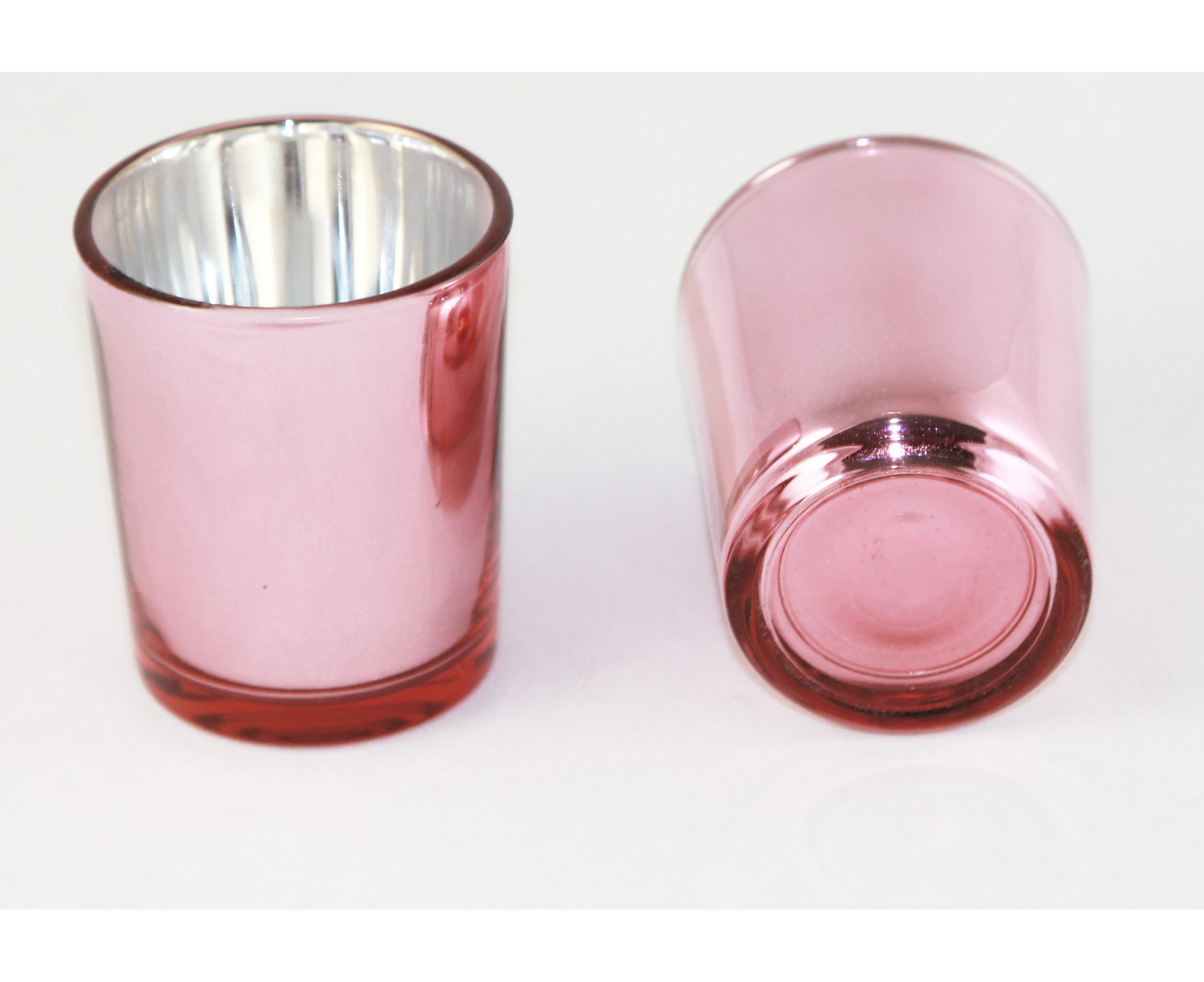 5 Pack - Rose Gold Glass Tealight Candle Holder - Wedding Event Reception Function Home Table Decoration