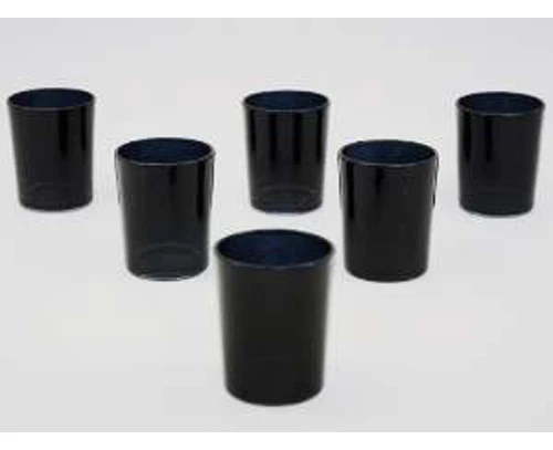 5 Pack - All Black Glass Tealight Votive Candle Cup Holder - Reception Ball Table Decoration