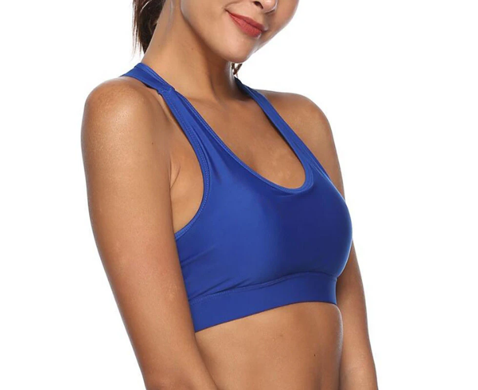 Sport Bra with Phone Holder Pockets - Blue