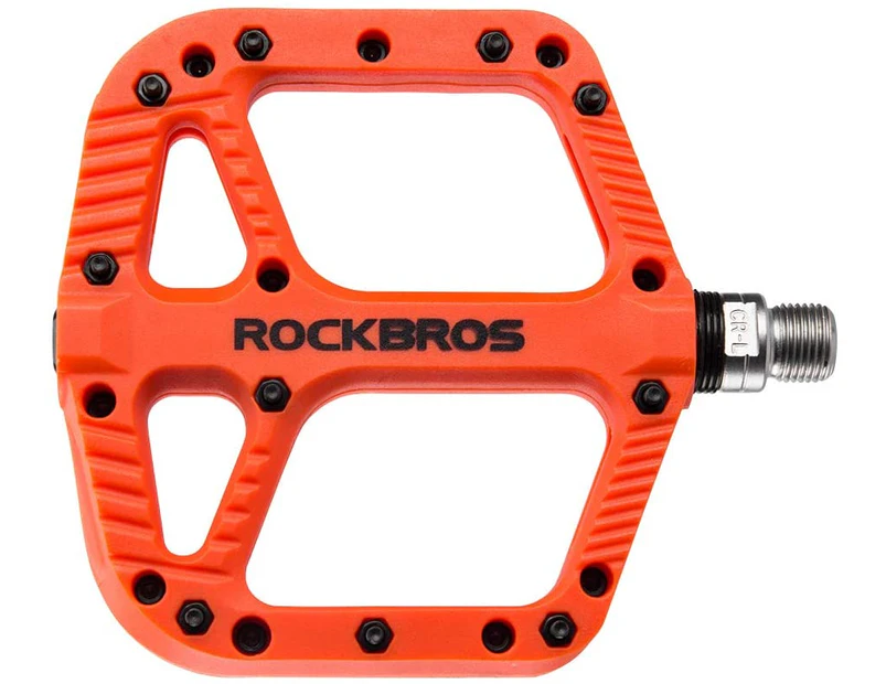 Rockbros-Extra Large Mountain Bike Pedals Nylon Composite Bearing 9/16"-ORANGE