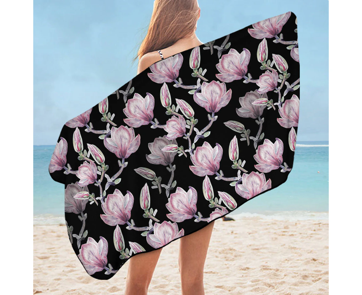 Shabby Pink Flowers Microfiber Beach Towel