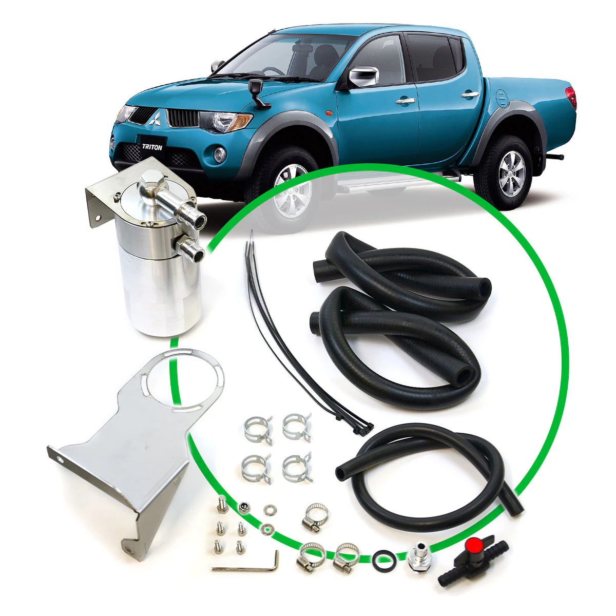 SAAS Oil CatchCan Tank Kit For Mitsubishi Triton ML/MN 2.5L ST3102-1015