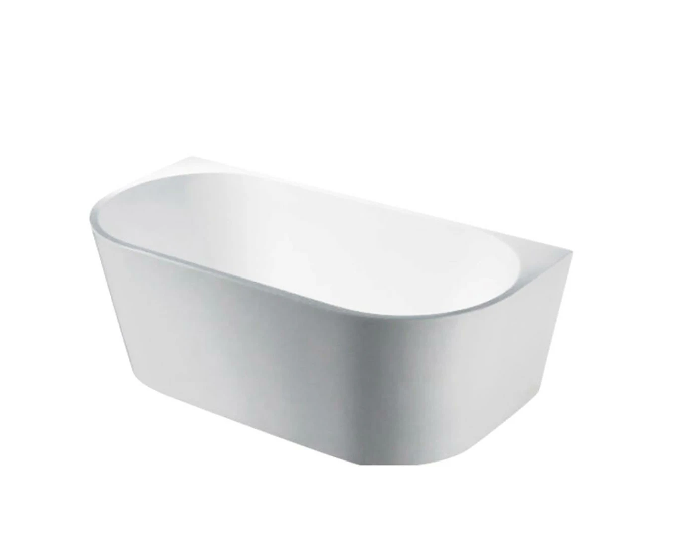 1500mm Ellis Back To Wall Bathtub Gloss White Acrylic Rounded Edge Bathtub