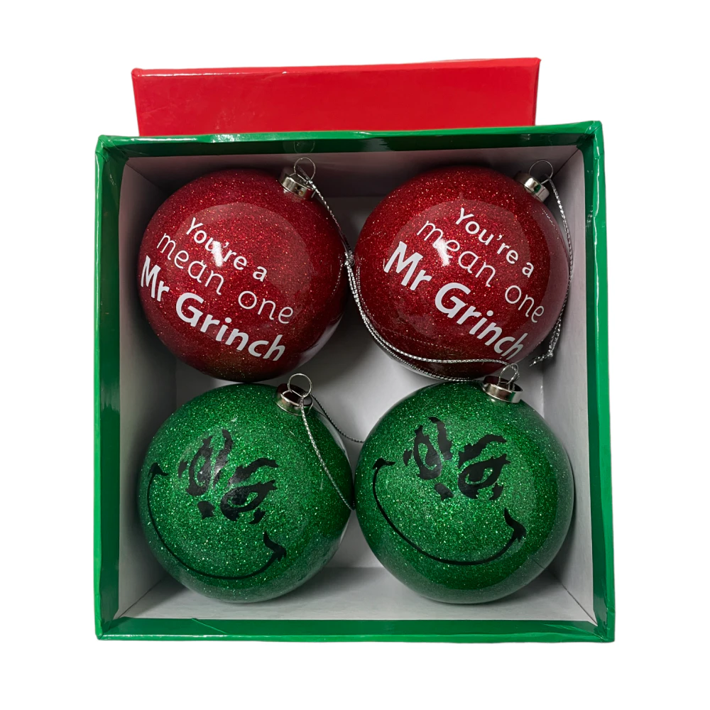 Green Elf Red/Green Baubles Pack 75mm x 4pk