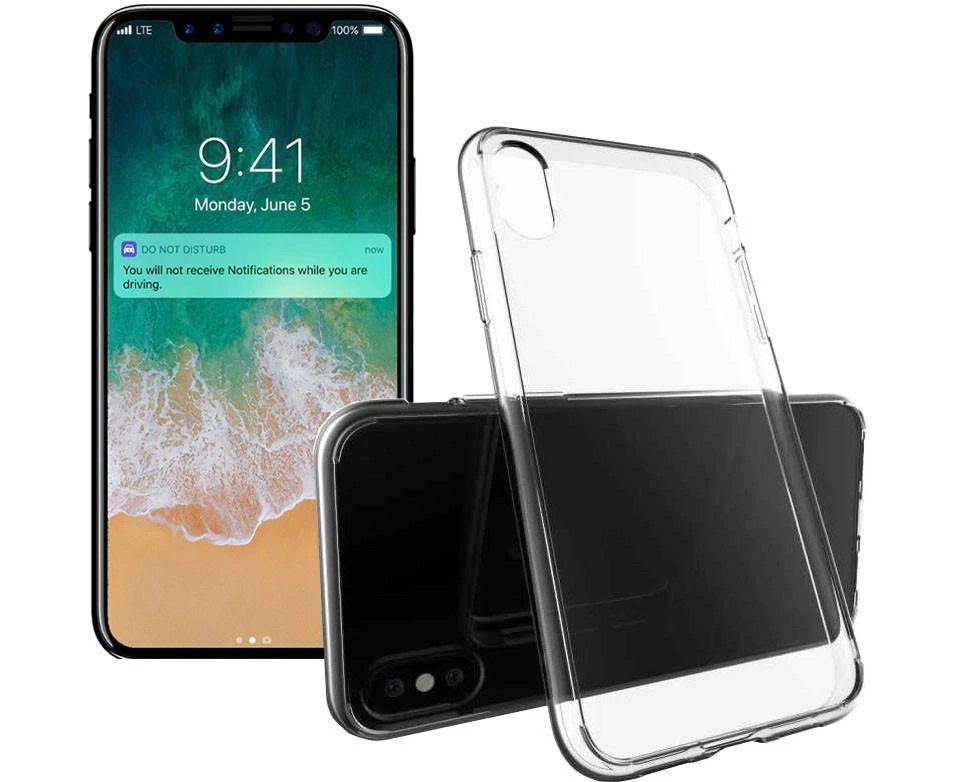 iPhone Xs X Case, RKSYNC Clear Soft Transparent TPU Gel Cover For Apple