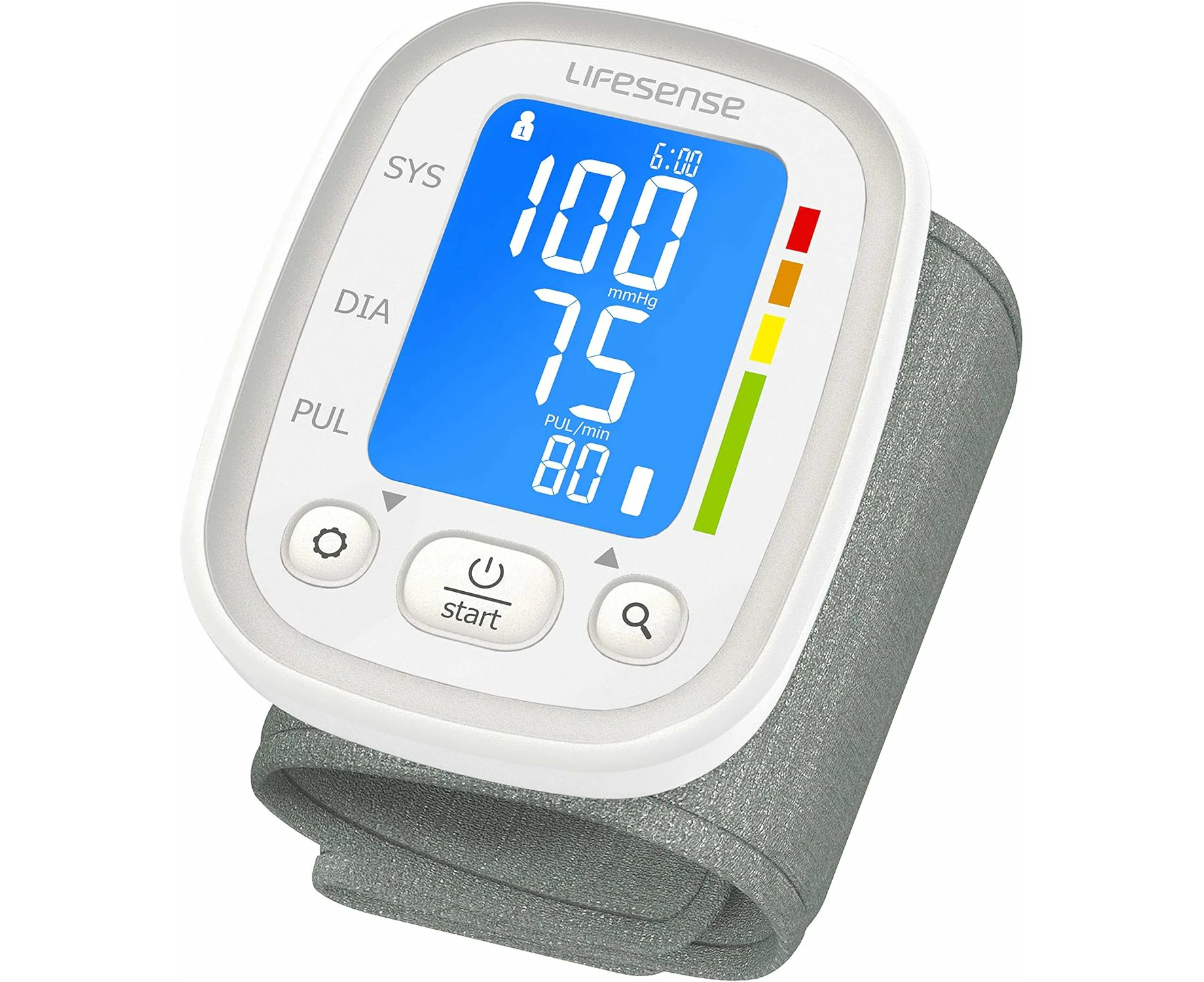 Lifesense Digital wrist blood pressure monitor pulse with blue backlight screen