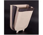 Hanging Trash Can Collapsible Small Garbage Waste Bin for Kitchen Cabinet Door (Beige)