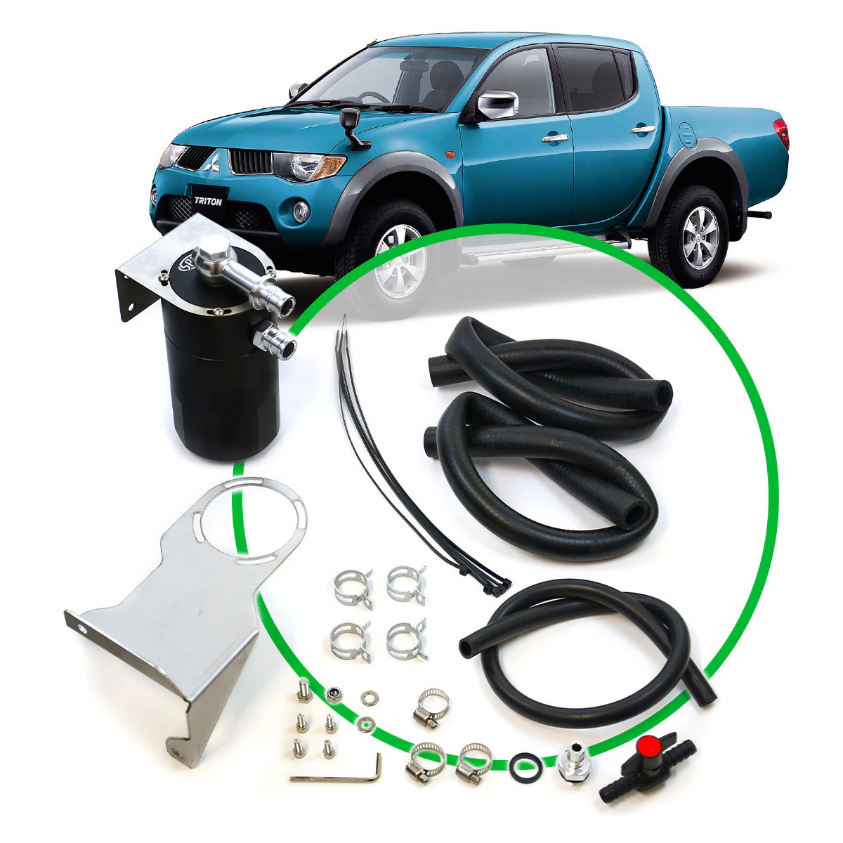 SAAS Oil CatchCan Tank Kit For Mitsubishi Triton ML/MN 2.5L ST3102-1014