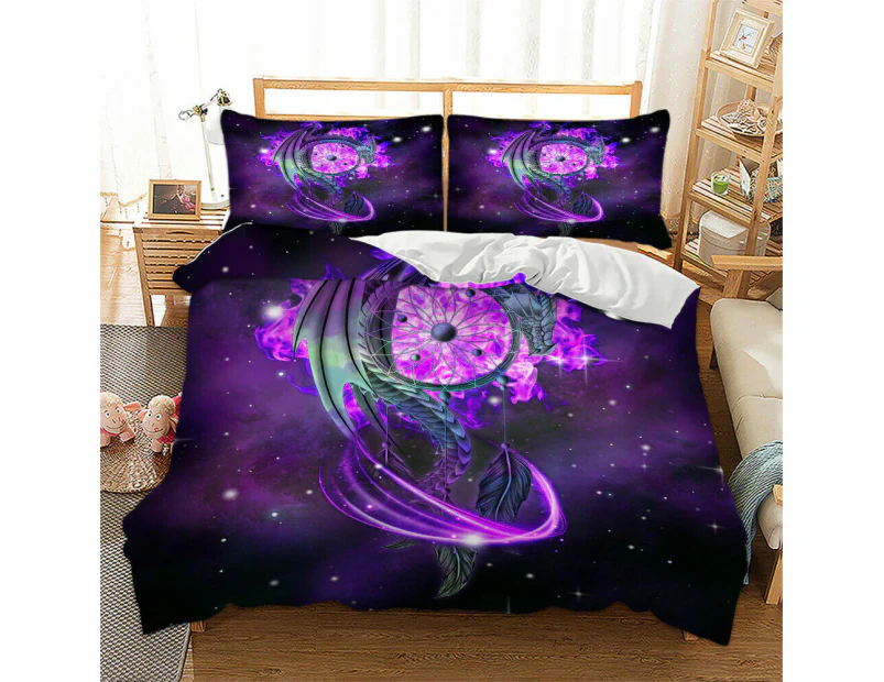 Dragon Dream catcher Quilt cover set-gothic,purple