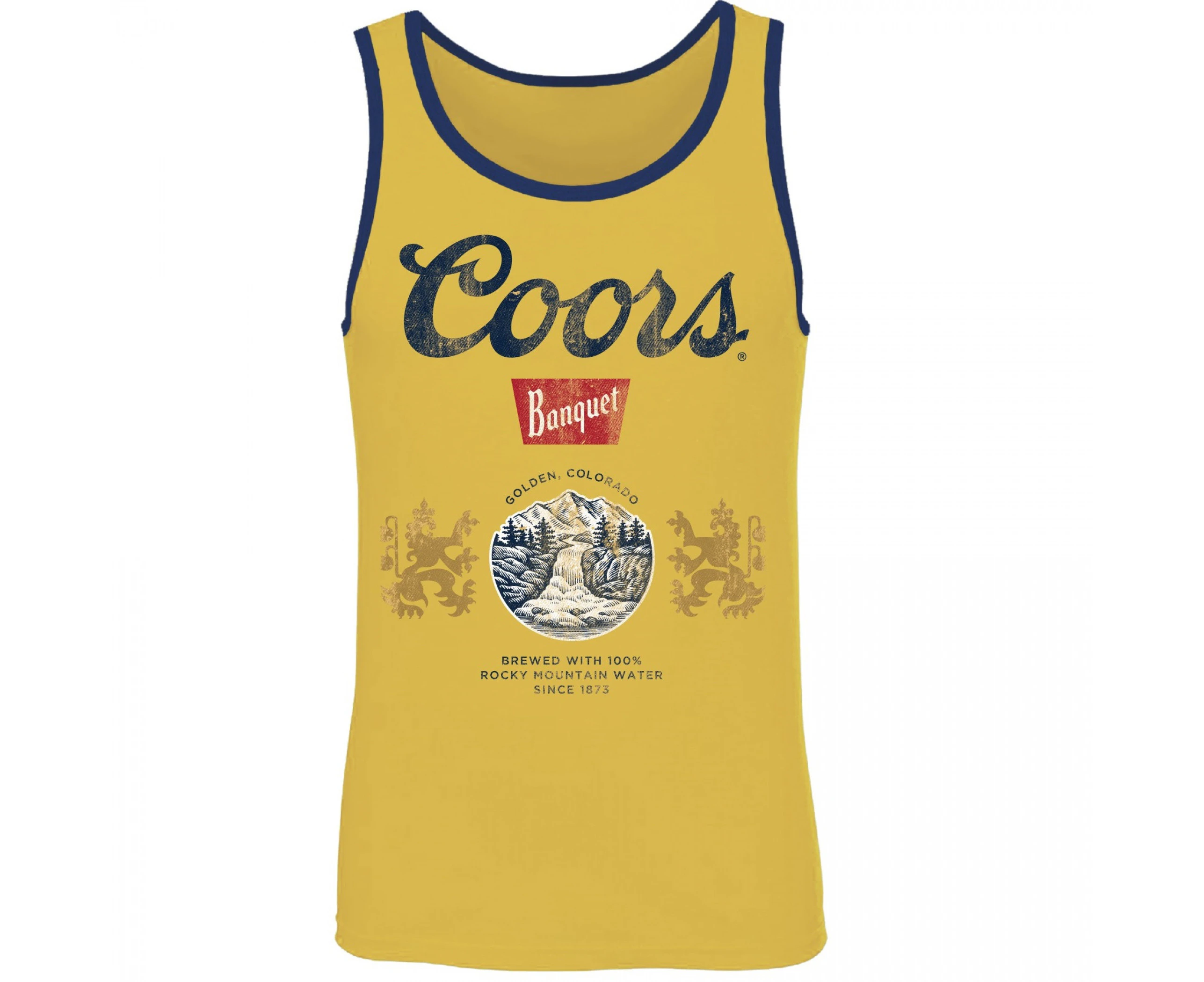 Coors Banquet Old Gold Tank Top With Navy Trim