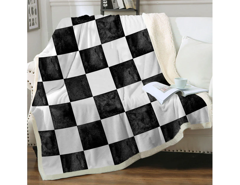 Dirty Black and White Checkers Throw Blanket