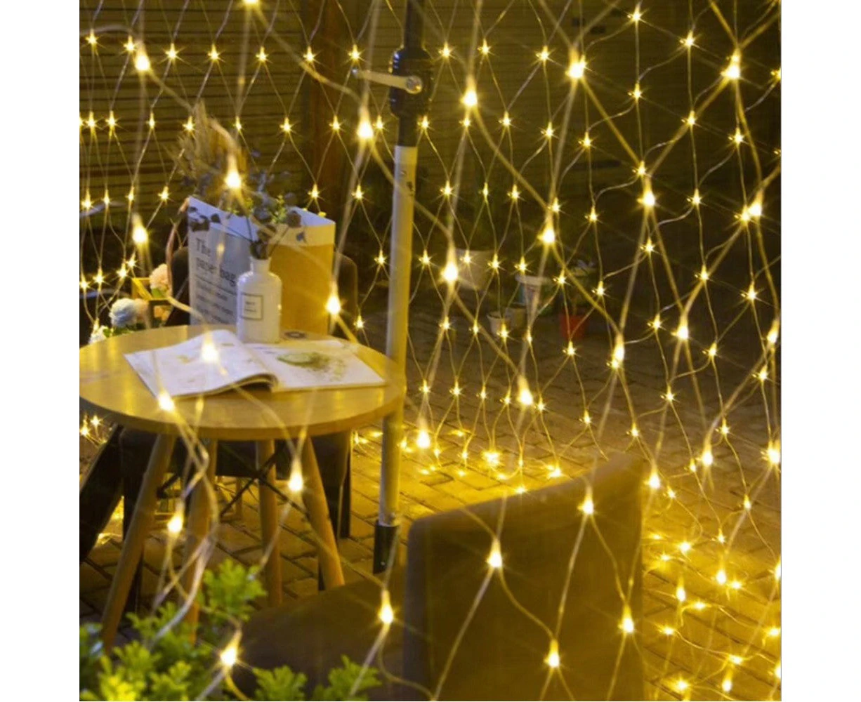 3M*2M 192LED Solar Fairy Net Light - Warm White