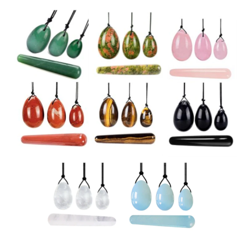 Yoni Egg Rose Quartz Jade Women Kegel Ben Wa Balls Crystal Bondage Kink Bdsm - Jade