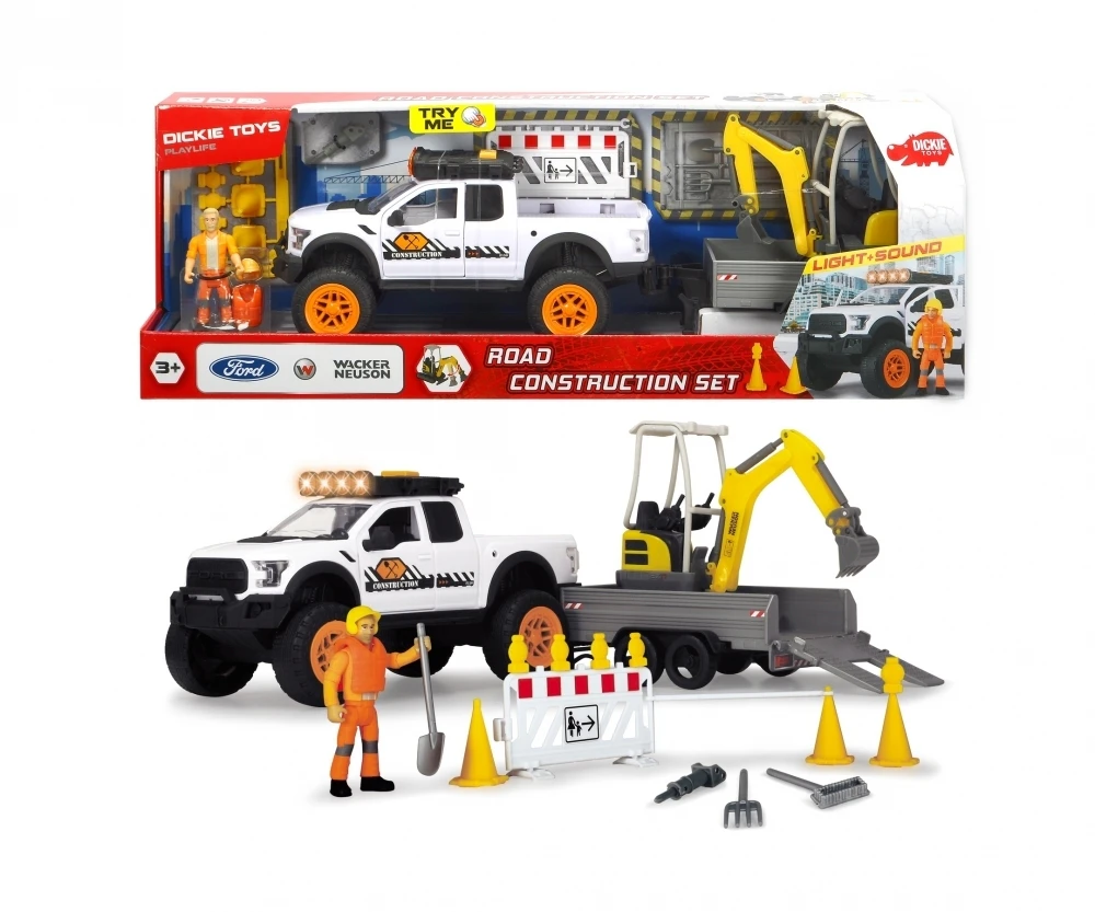 Dickie Toys Playlife Road Construction Set with light and sound, 41cm