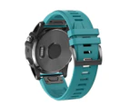 Strapsco 22mm 26mm Sport Silicone Watchband For Garmin Fenix  5Plus/5X Plus Easy Fit Quick Release Starp Black Steel Buckle-Blue Green