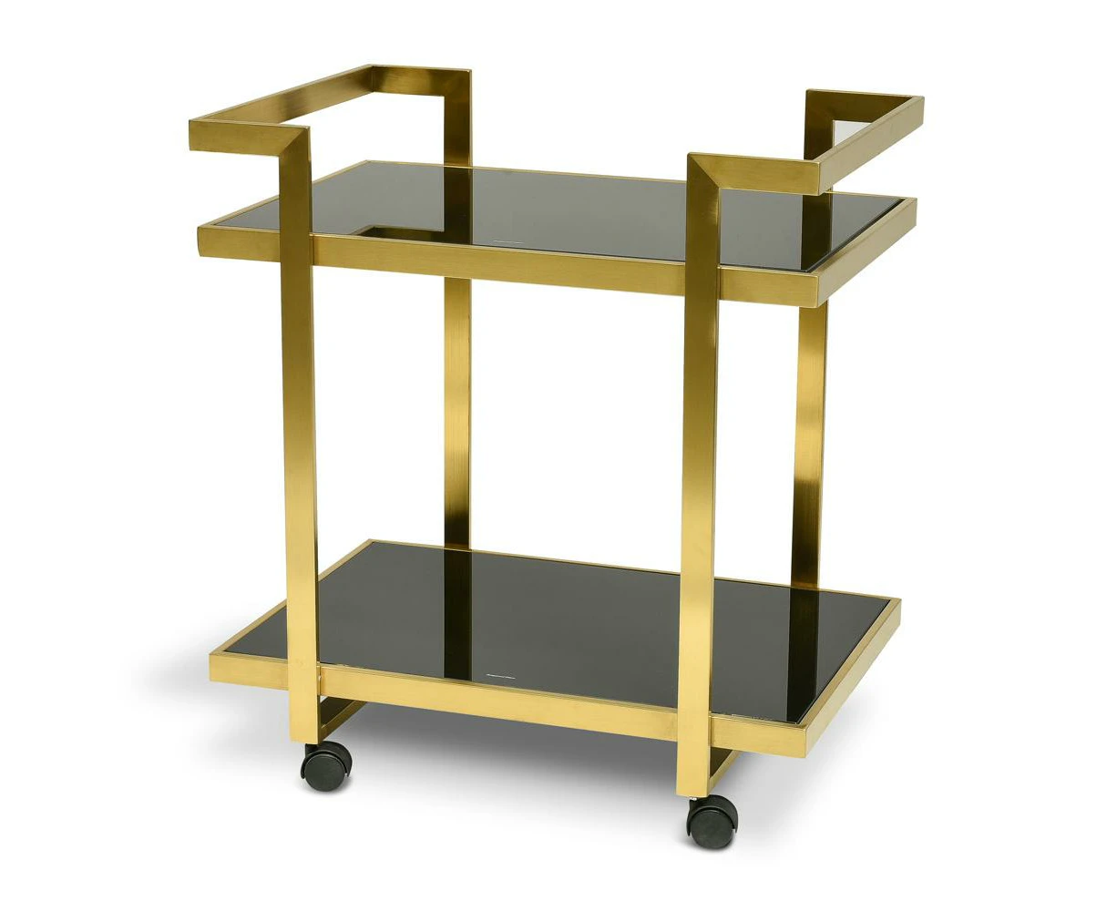 Walter Bar Cart - Tempered Glass - Gold Base