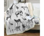 Black and White African Wildlife Animals Throw Blanket