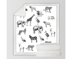 Black and White African Wildlife Animals Throw Blanket