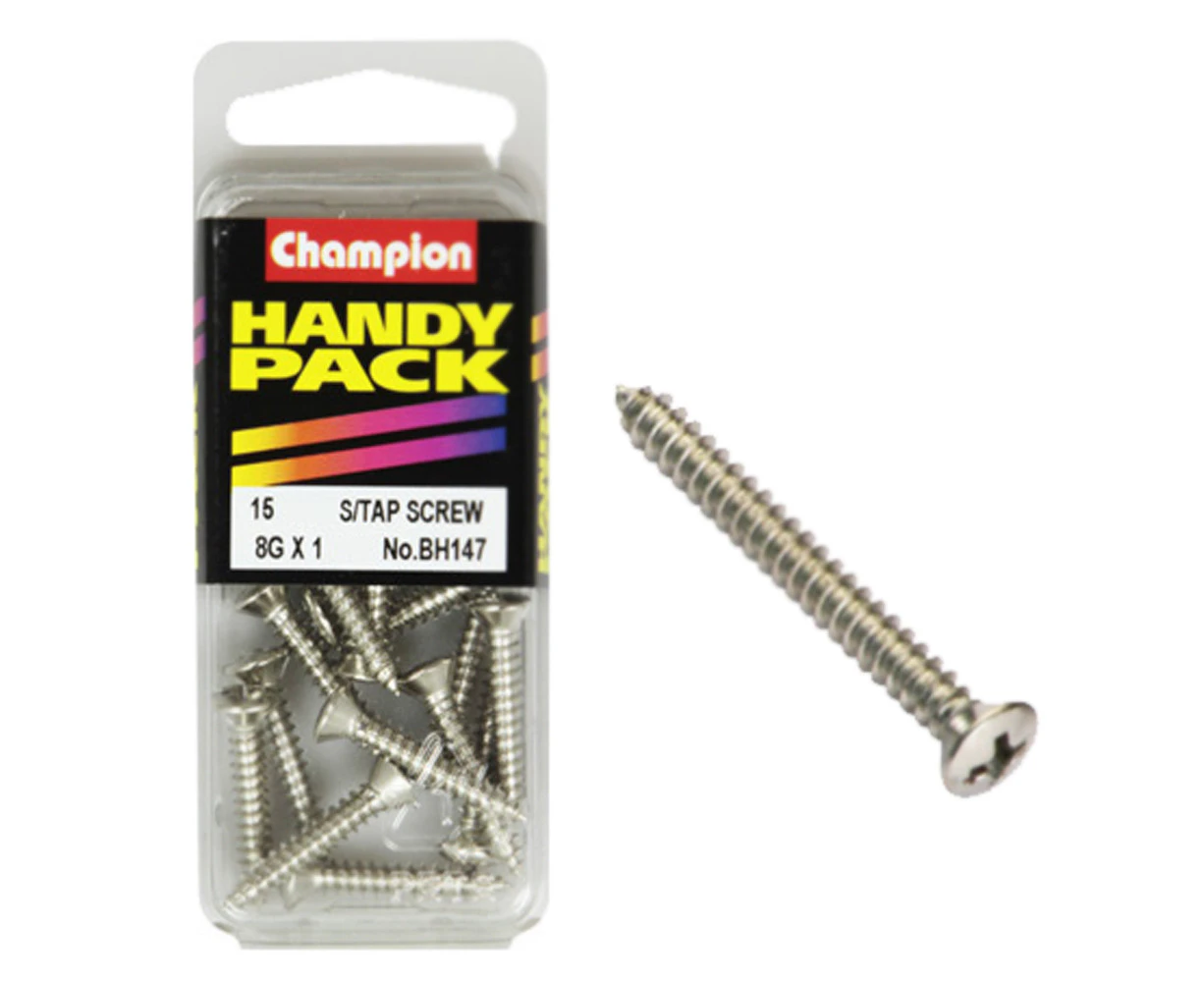 Champion Fasteners BH147 Self Tapping Raised Head Screws 8g x 1 Pack of 15