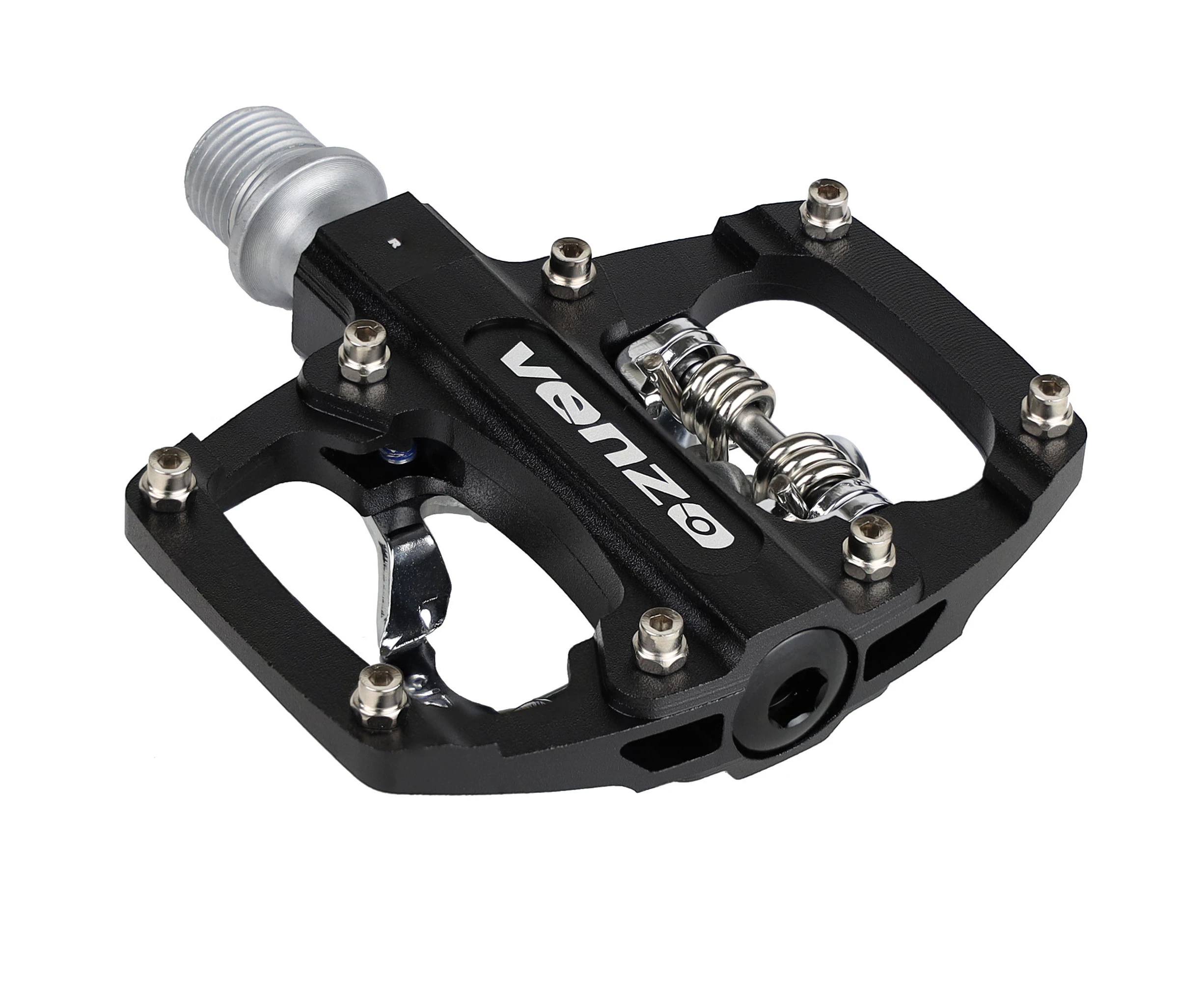 VENZO Multi-Use Shimano SPD Compatible Mountain Bike CNC Cr-Mo Aluminum Sealed Pedals 9/16" With Cleats