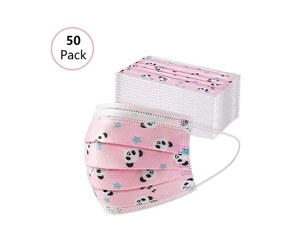 Bestier 50Pcs Disposbale Face Mask For Kid-Pink Panda